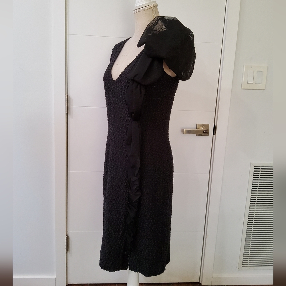 St John Textured V-neck Sleeveless Bodycon Dress Size 8